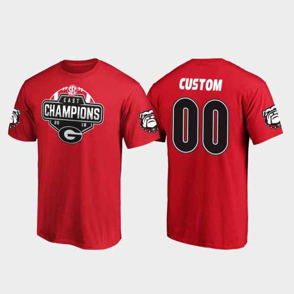 Men's #00 Georgia Bulldogs 2019 SEC East Football Division Champions Customized T-Shirts - Red