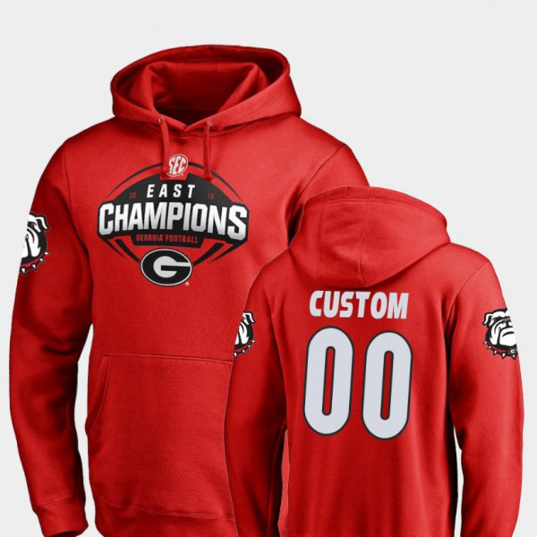 Men's #00 Georgia Bulldogs Football 2018 SEC East Division Champions Custom Hoodies - Red