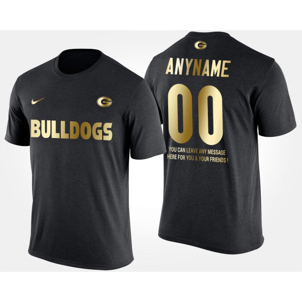Men's #00 Georgia Bulldogs Gold Limited Short Sleeve With Message Customized T-Shirts - Black