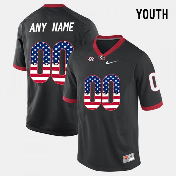 Youth #00 Georgia Bulldogs US Flag Fashion Custom Jerseys - Black