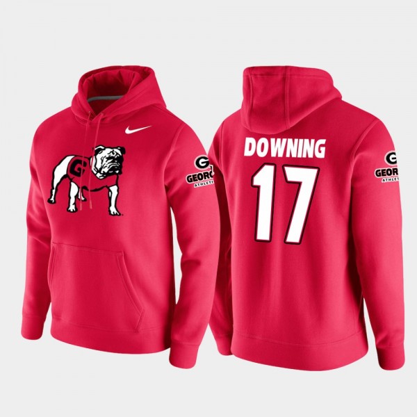 Men's #17 Matthew Downing Georgia Bulldogs College Football Pullover Vault Logo Club For Hoodie - Red