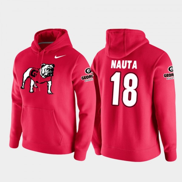 Men's #18 Isaac Nauta Georgia Bulldogs Vault Logo Club College Football Pullover Hoodie - Red