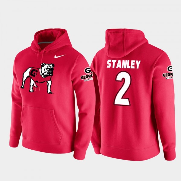 Men's #2 Jayson Stanley Georgia Bulldogs For College Football Pullover Vault Logo Club Hoodie - Red