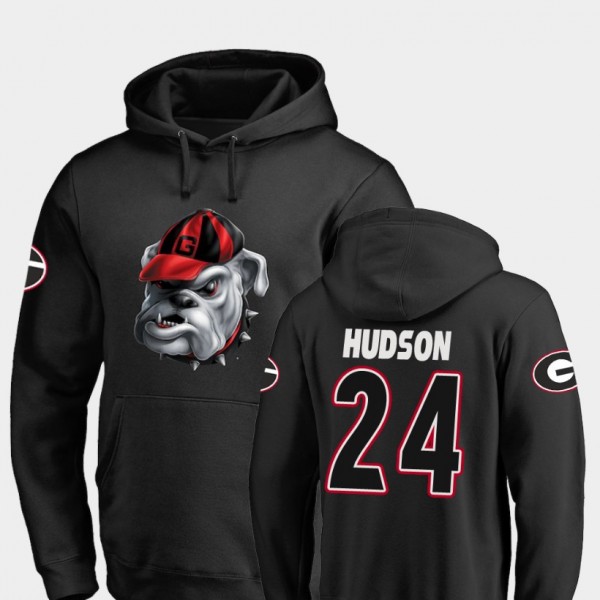 Men's #24 Prather Hudson Georgia Bulldogs Football Midnight Mascot Hoodie - Black