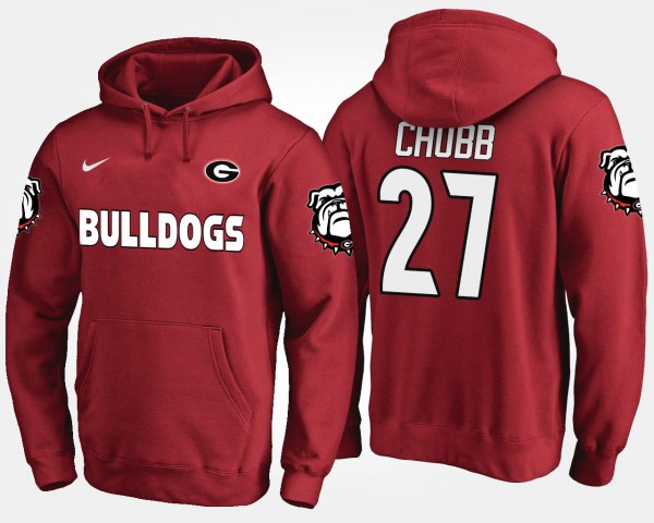 Men's #27 Nick Chubb Georgia Bulldogs Hoodie - Red