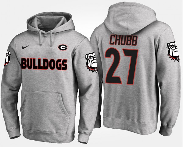 Men's #27 Nick Chubb Georgia Bulldogs Hoodie - Gray