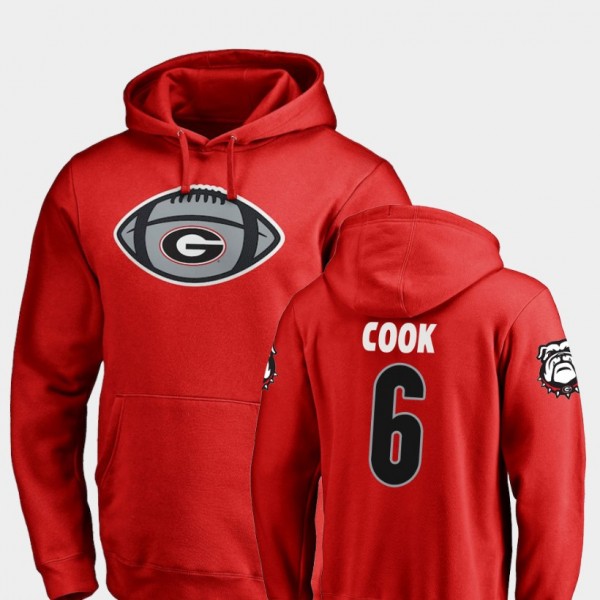 Men's #6 James Cook Georgia Bulldogs Game Ball Football Hoodie - Red