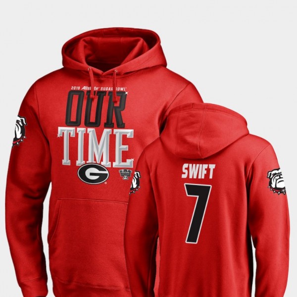 Men's #7 D'Andre Swift Georgia Bulldogs 2019 Sugar Bowl Bound Counter For Hoodie - Red
