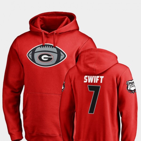 Men's #7 D'Andre Swift Georgia Bulldogs Football Game Ball For Hoodie - Red