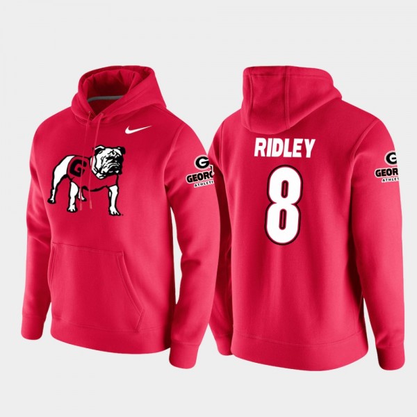 Men's #8 Riley Ridley Georgia Bulldogs For College Football Pullover Vault Logo Club Hoodie - Red