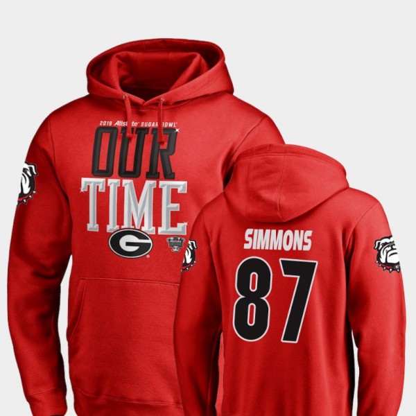 Men's #87 Tyler Simmons Georgia Bulldogs For 2019 Sugar Bowl Bound Counter Hoodie - Red