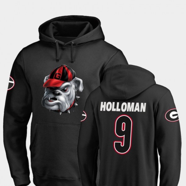 Men's #9 Jeremiah Holloman Georgia Bulldogs Midnight Mascot Football Hoodie - Black