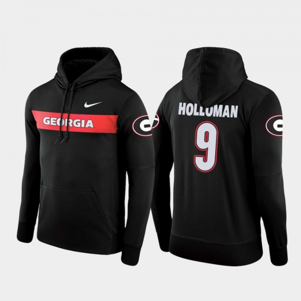 Men's #9 Jeremiah Holloman Georgia Bulldogs Sideline Seismic Football Performance Hoodie - Black