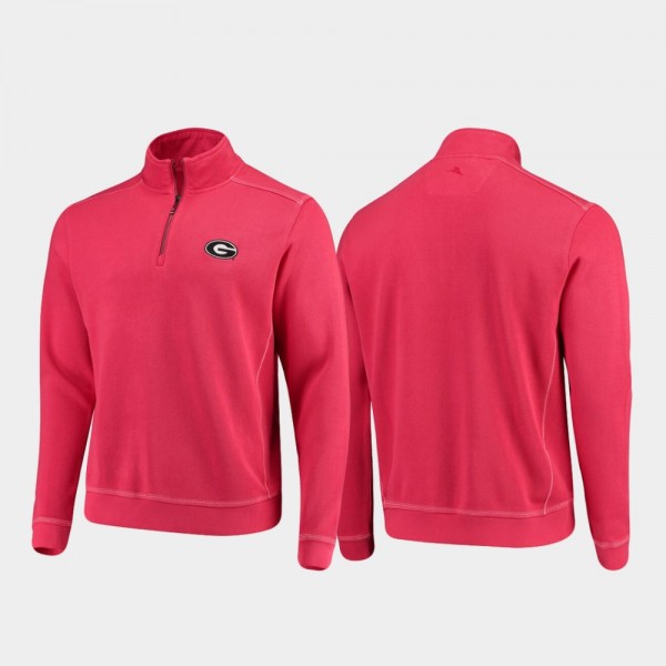 Georgia Bulldogs For Men College Sport Nassau Half-Zip Pullover Tommy Bahama Jacket - Red