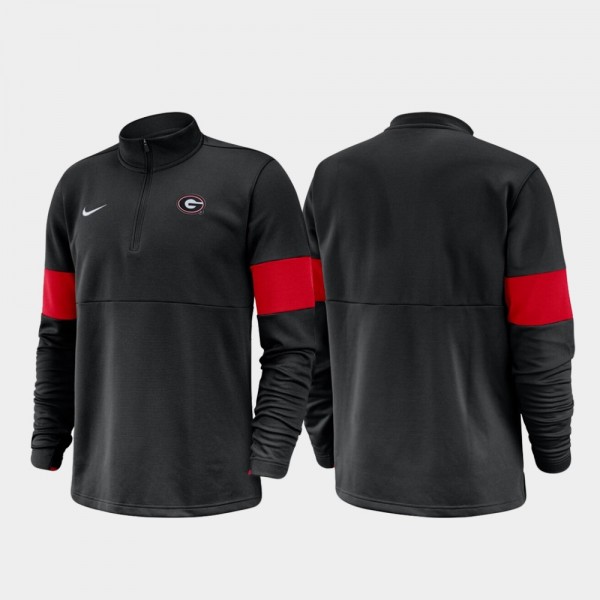 Georgia Bulldogs Mens 2019 Coaches Sideline Half-Zip Performance Jacket - Black