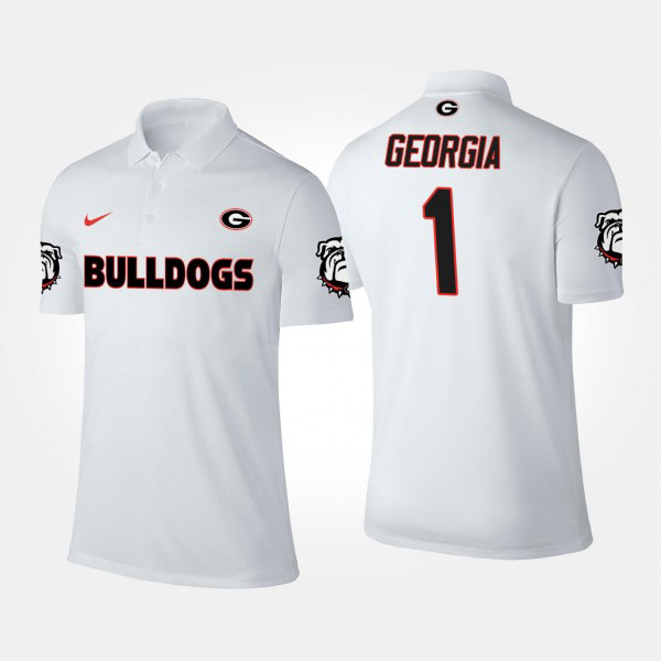 Men's #1 Georgia Bulldogs For No.1 Short Sleeve Polo - White