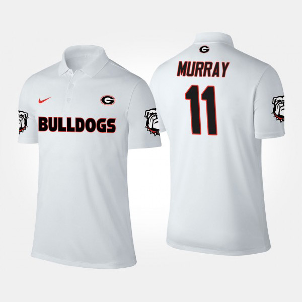 Men's #11 Aaron Murray Georgia Bulldogs Polo - White