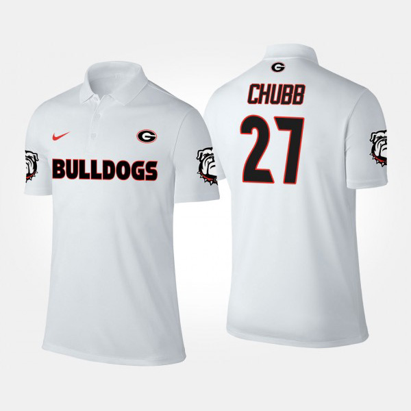 Men's #27 Nick Chubb Georgia Bulldogs For Polo - White