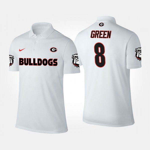 Men's #8 A.J. Green Georgia Bulldogs Polo - White