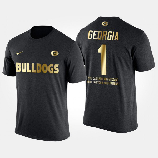 Men's #1 Georgia Bulldogs Gold Limited No.1 Short Sleeve With Message For T-Shirt - Black