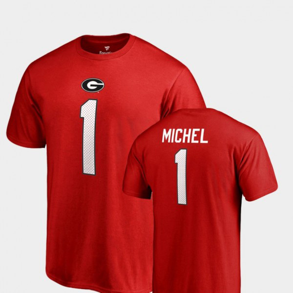 Men's #1 Sony Michel Georgia Bulldogs Name & Number College Legends T-Shirt - Red