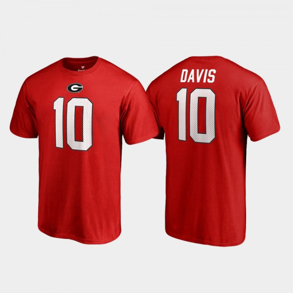 Men's #10 Thomas Davis Sr. Georgia Bulldogs Name & Number College Legends For T-Shirt - Red