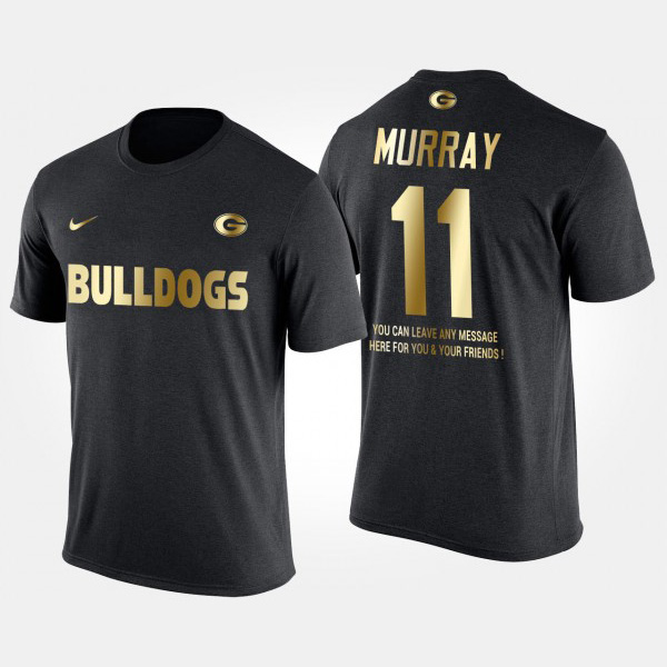 Men's #11 Aaron Murray Georgia Bulldogs Short Sleeve With Message Gold Limited T-Shirt - Black