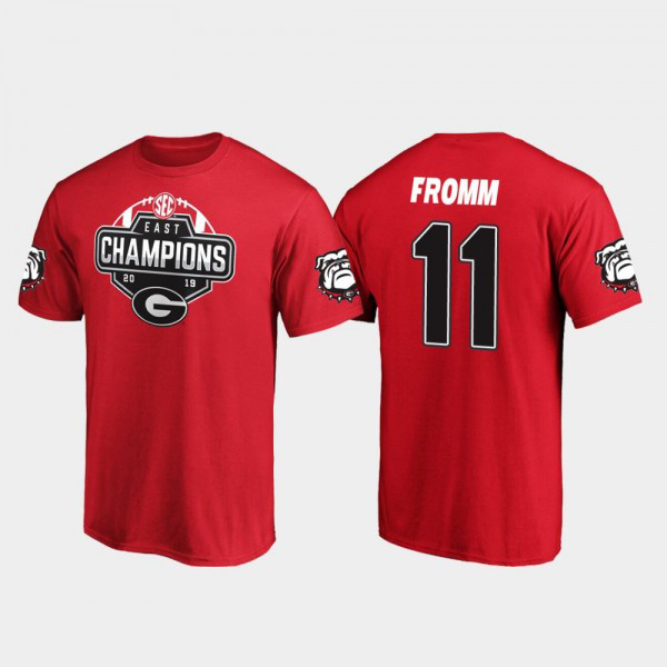 Men's #11 Jake Fromm Georgia Bulldogs 2019 SEC East Football Division Champions T-Shirt - Red