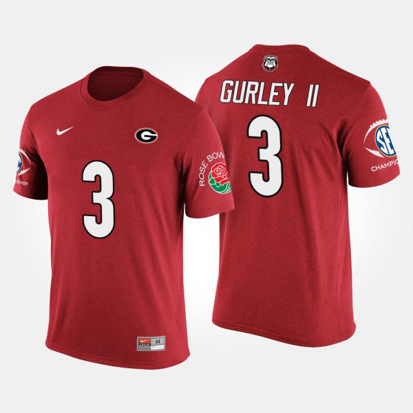 Men's #3 Todd Gurley II Georgia Bulldogs Bowl Game Southeastern Conference Rose Bowl For T-Shirt - Red