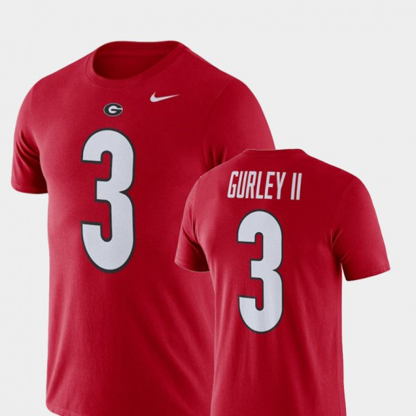 Men's #3 Todd Gurley II Georgia Bulldogs For Football Performance T-Shirt - Red