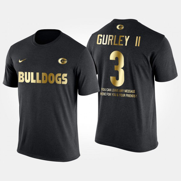 Men's #3 Todd Gurley II Georgia Bulldogs Gold Limited Short Sleeve With Message T-Shirt - Black