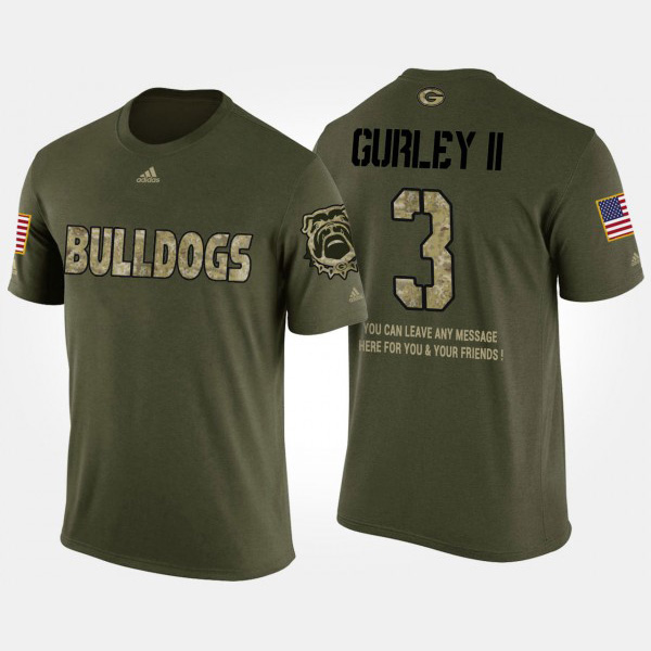 Men's #3 Todd Gurley II Georgia Bulldogs Military Short Sleeve With Message T-Shirt - Camo