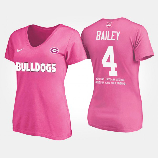 Women's #4 Champ Bailey Georgia Bulldogs With Message For T-Shirt - Pink