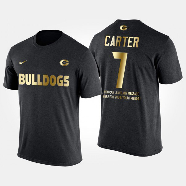 Men's #7 Lorenzo Carter Georgia Bulldogs Short Sleeve With Message Gold Limited T-Shirt - Black