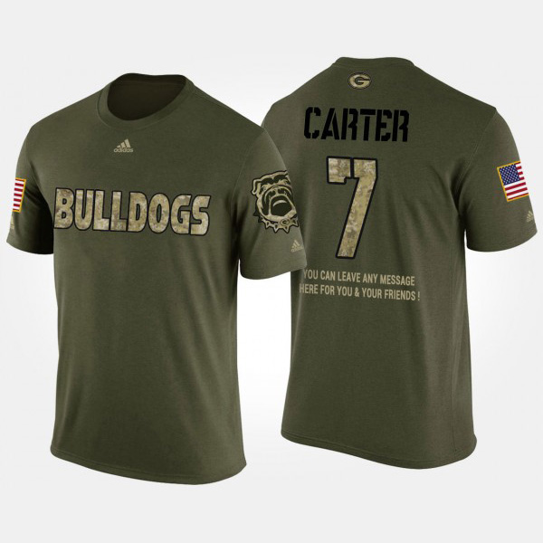 Men's #7 Lorenzo Carter Georgia Bulldogs Military Short Sleeve With Message T-Shirt - Camo