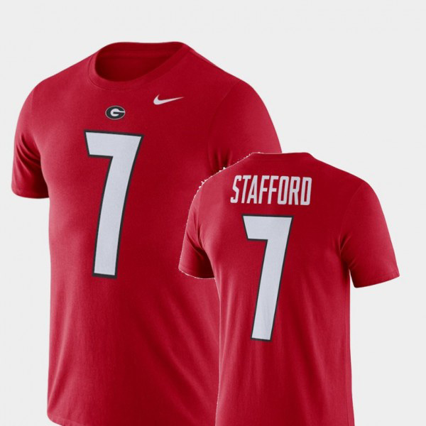 Men's #7 Matthew Stafford Georgia Bulldogs Football Performance T-Shirt - Red