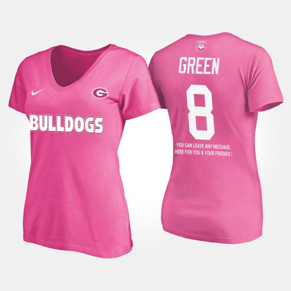 Women's #8 A.J. Green Georgia Bulldogs For With Message T-Shirt - Pink