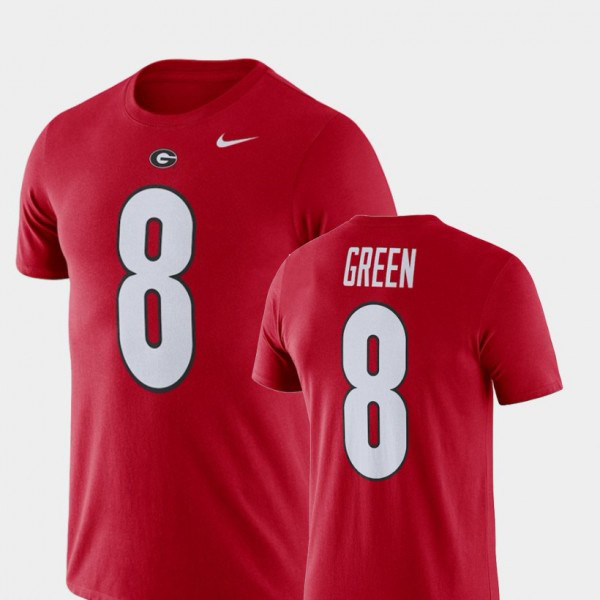 Men's #8 A.J. Green Georgia Bulldogs Football Performance T-Shirt - Red
