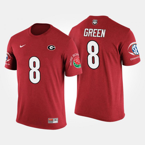 Men's #8 A.J. Green Georgia Bulldogs Southeastern Conference Rose Bowl Bowl Game For T-Shirt - Red