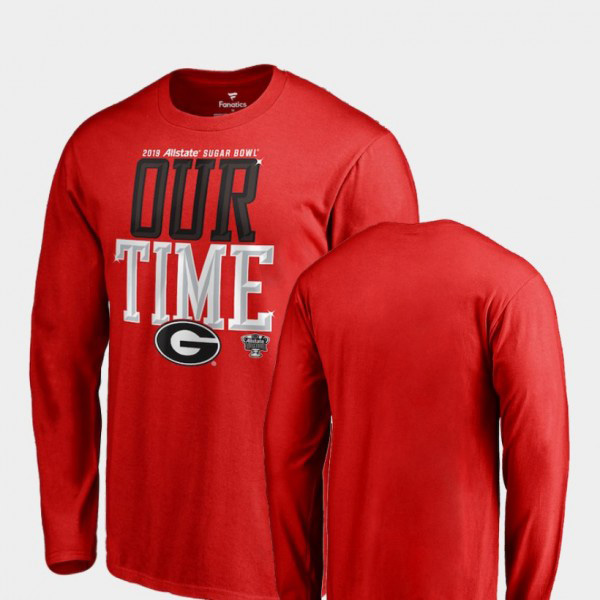 Georgia Bulldogs Counter Long Sleeve 2019 Sugar Bowl Bound For Men T-Shirt - Red