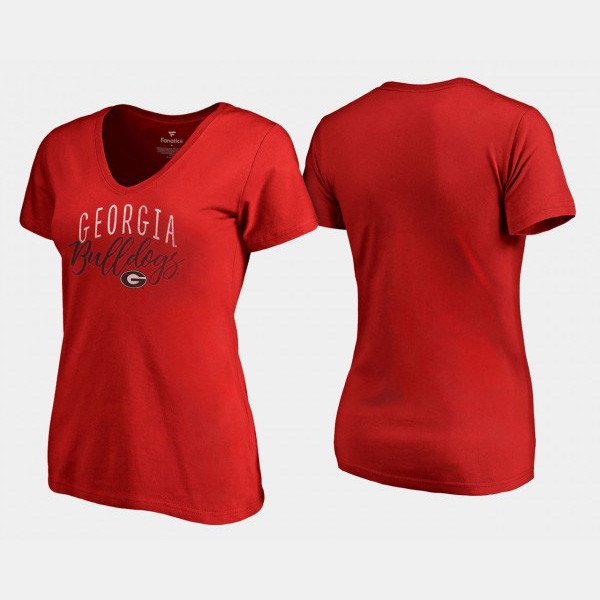 Women's Georgia Bulldogs Graceful For V-Neck T-Shirt - Red