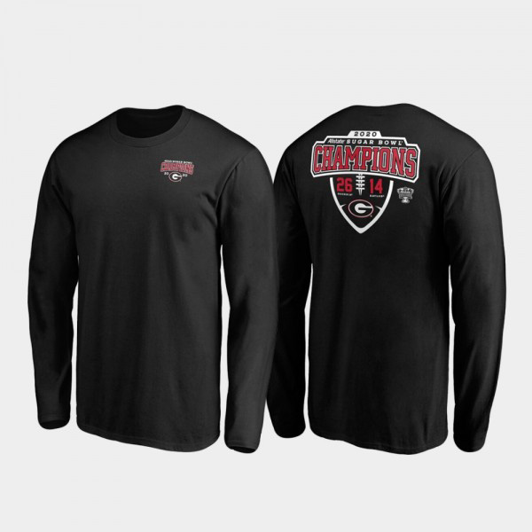 Georgia Bulldogs Hometown Lateral Long Sleeve 2020 Sugar Bowl Champions For Men T-Shirt - Black